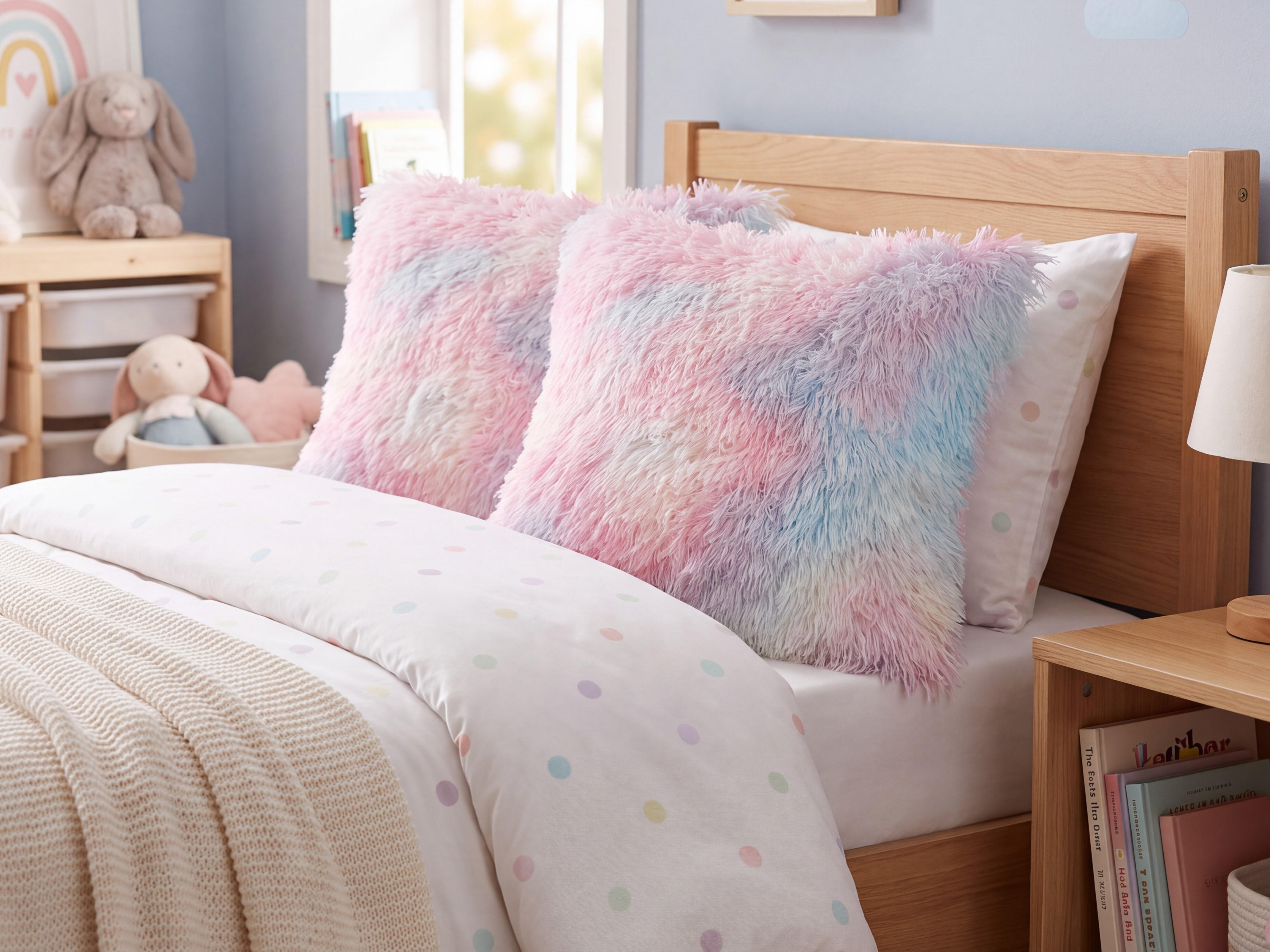 Set of 2 Decorative Cushions AMARYLLIS 45 x 45 cm Faux Fur Multicolour
