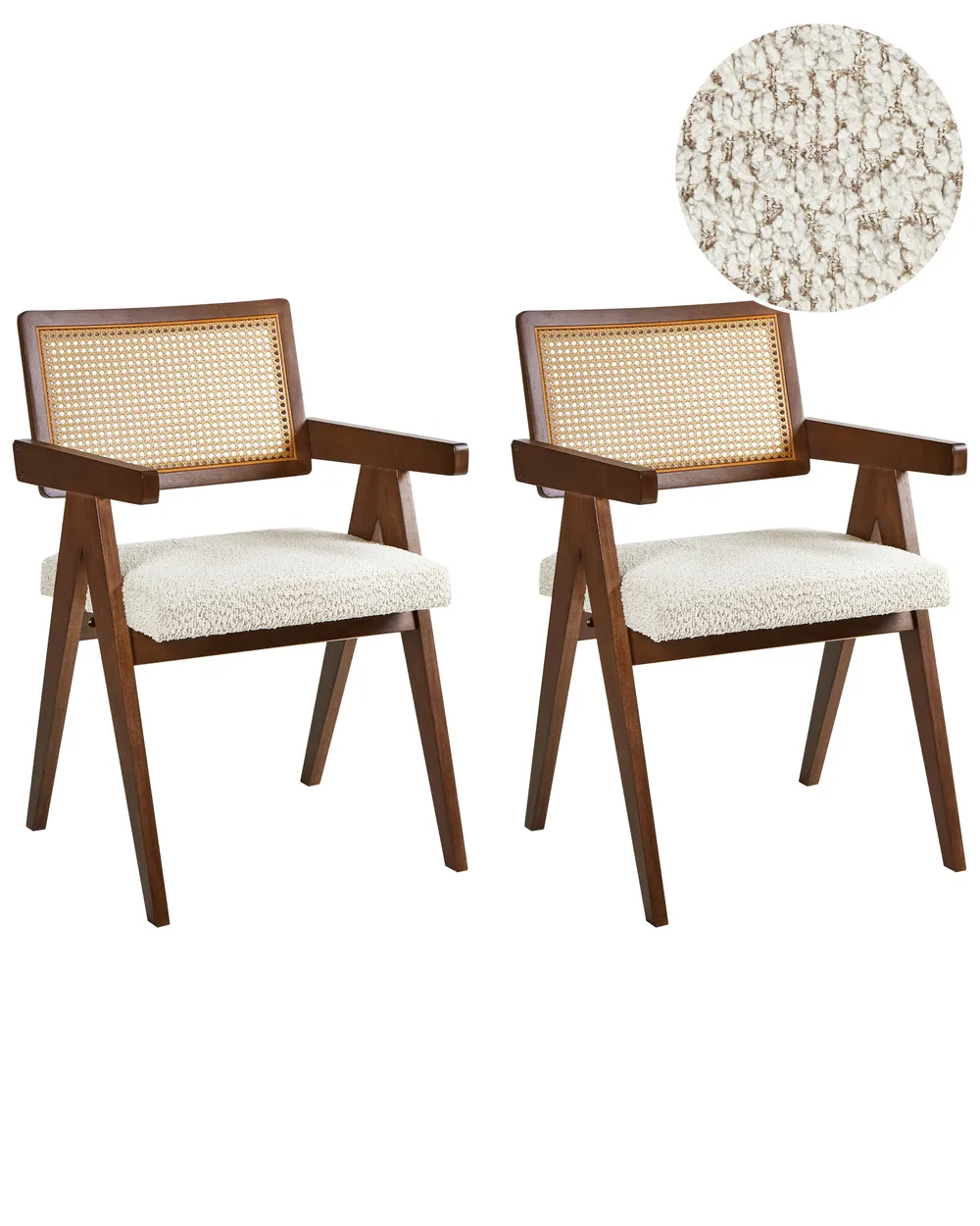 Esszimmerstuhl 2er Set AVA Holz Braun / Hellbeige