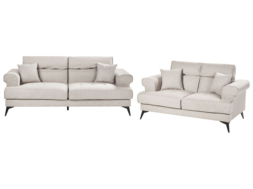 Living Room Set 5 Seater SKIVE Fabric Taupe