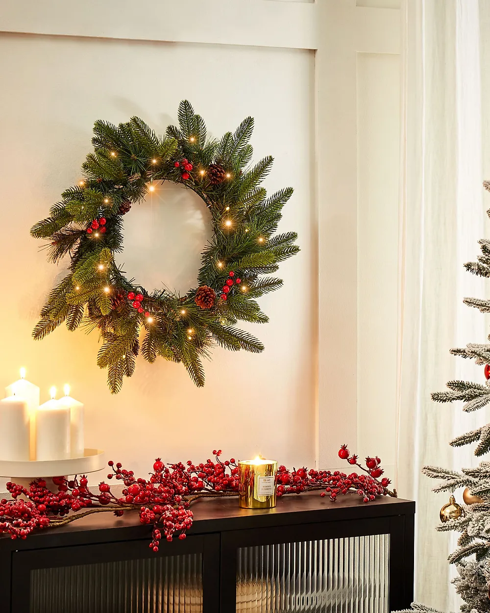 Weihnachtskranz LED WHITEHORN 50 cm Dunkelgrün