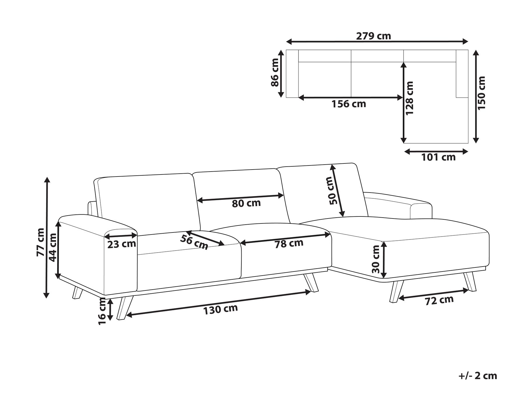 Ecksofa 3-Sitzer NORA Stoff Hellbeige linksseitig_937398
