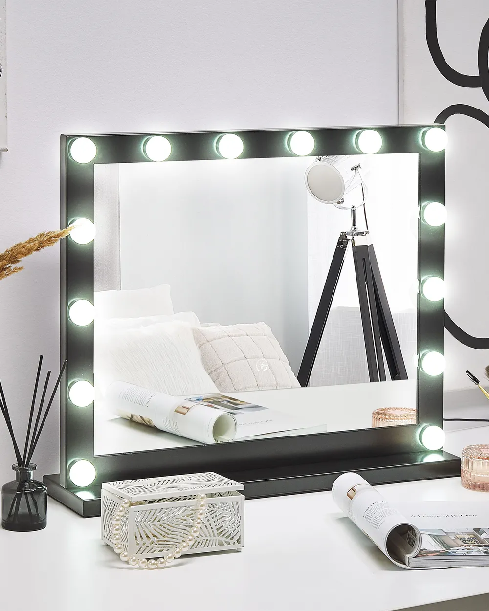 Schminktisch Spiegel LED BEAUVOIR Schwarz