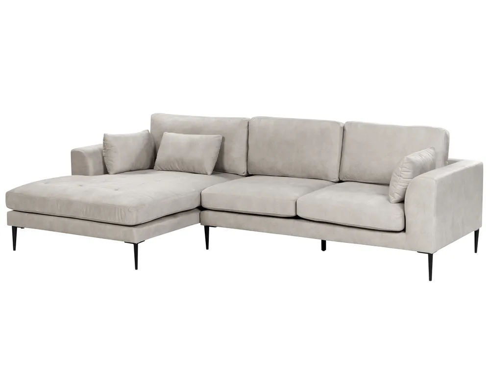 Corner Sofa 3 Seater FLAM Velvet Grey Right Hand_878004