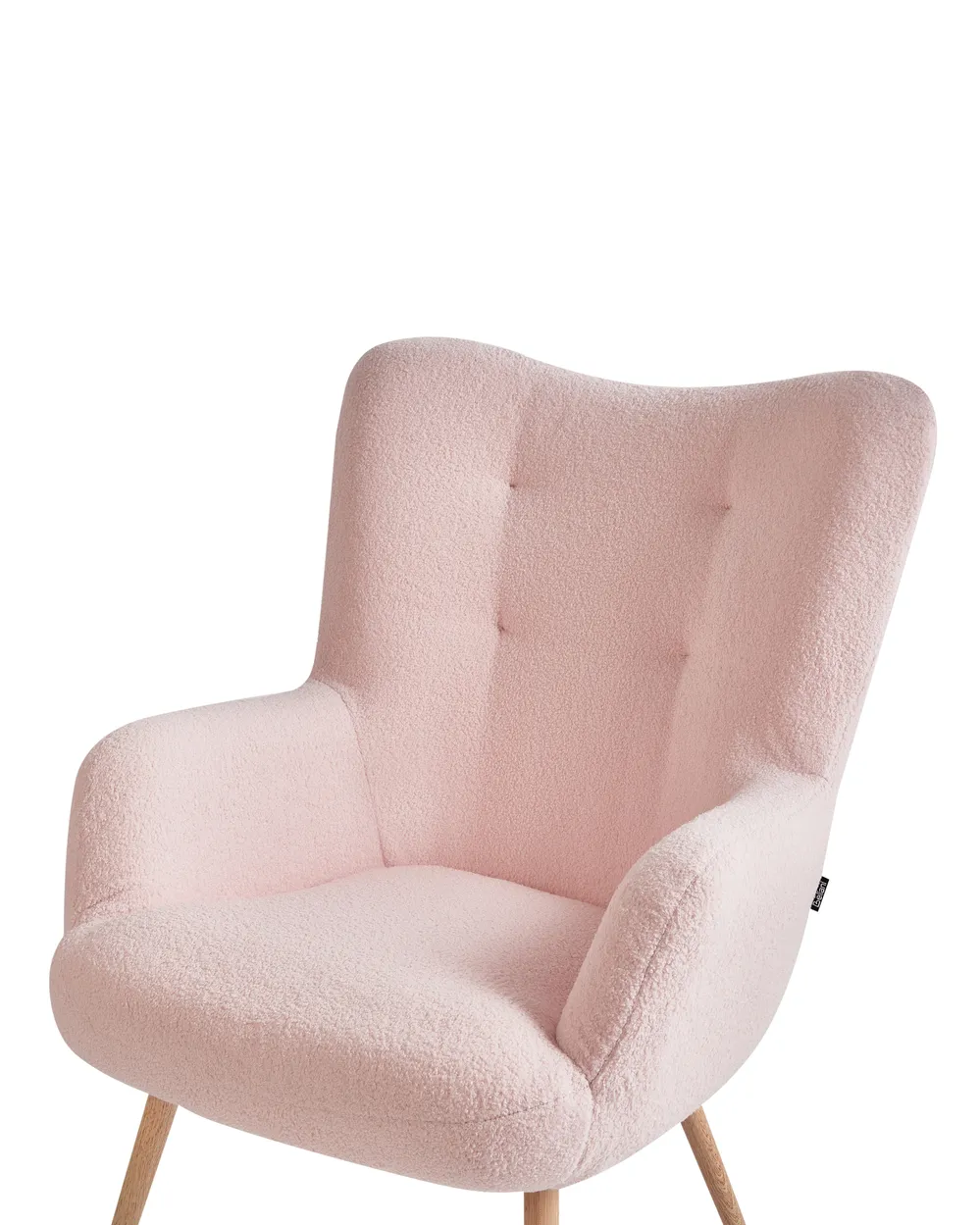Wingback Chair VEJLE with Footstool Boucle Pastel Pink_966600