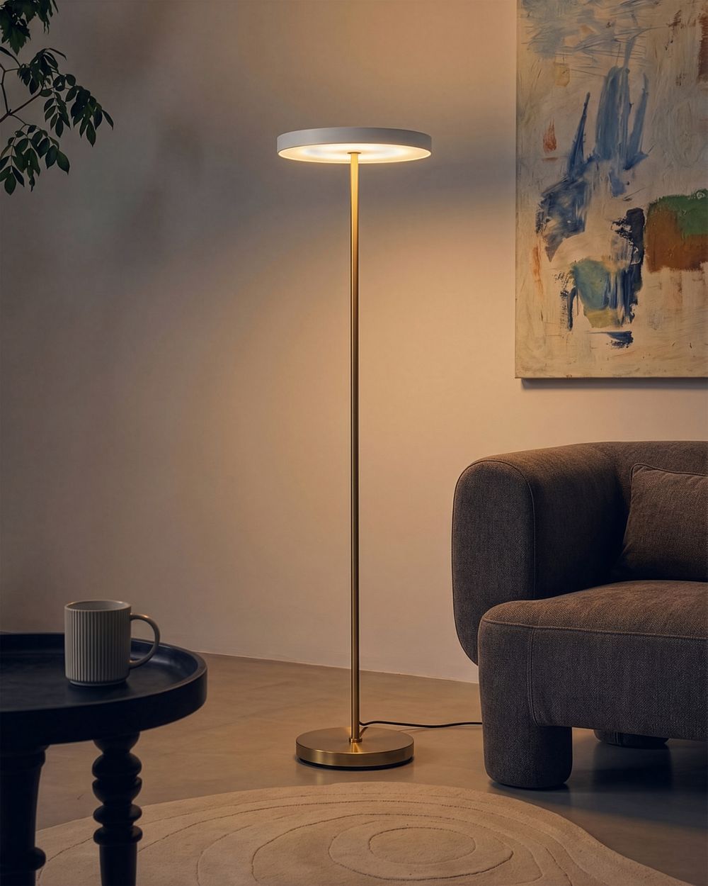 LED Stehlampe EVENLODE mit Dimmer Metall Weiß
