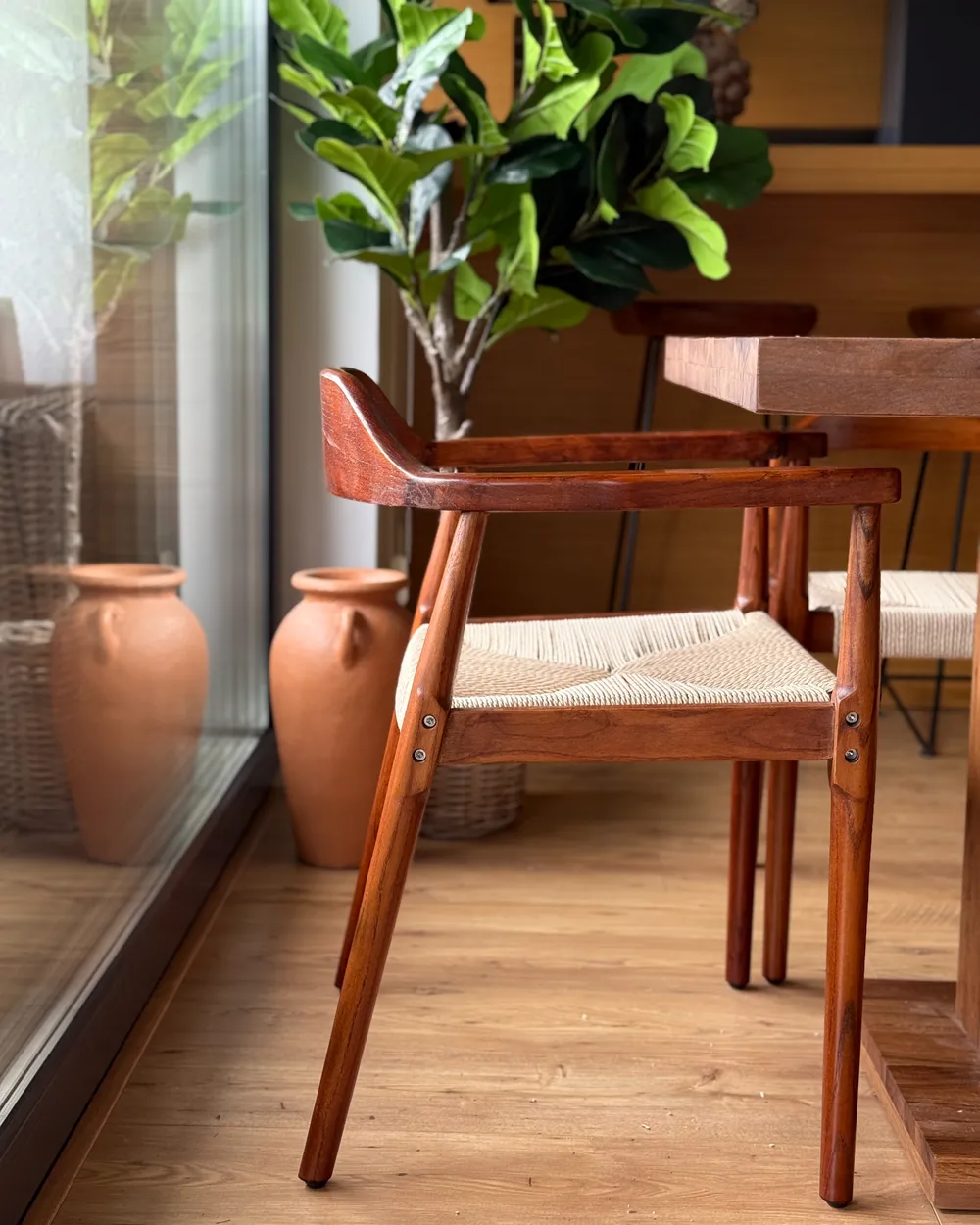 Lot de 2 chaises de salle à manger OAKDALE Bois Marron foncé/beige_1005803