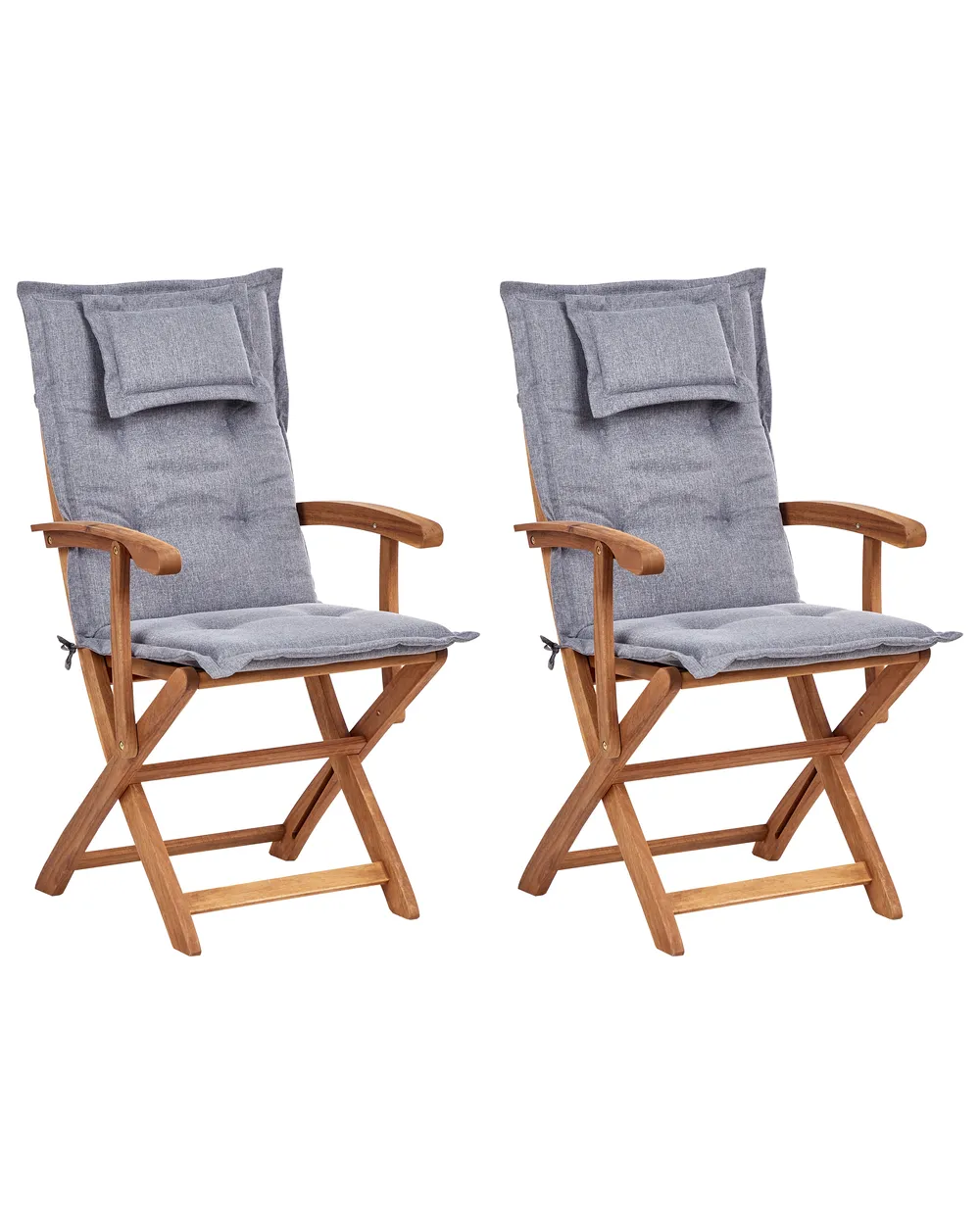Set mit 2 Stühlen und Sitzkissen MAUI II Akazienholz Grau