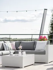 Garden Lounge Set with Table 8 Seater XXL Modular PE Rattan White Right Hand_705963