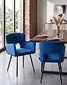 Esszimmerstuhl 2er Set SANILAC Samtstoff Marineblau