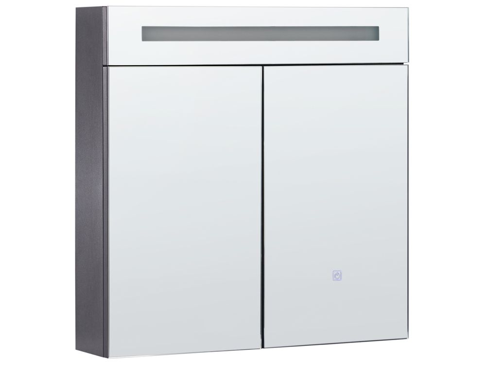 Badkamer wandkast met spiegel LED JARAMILLO 60 cm x 60 cm Zwart