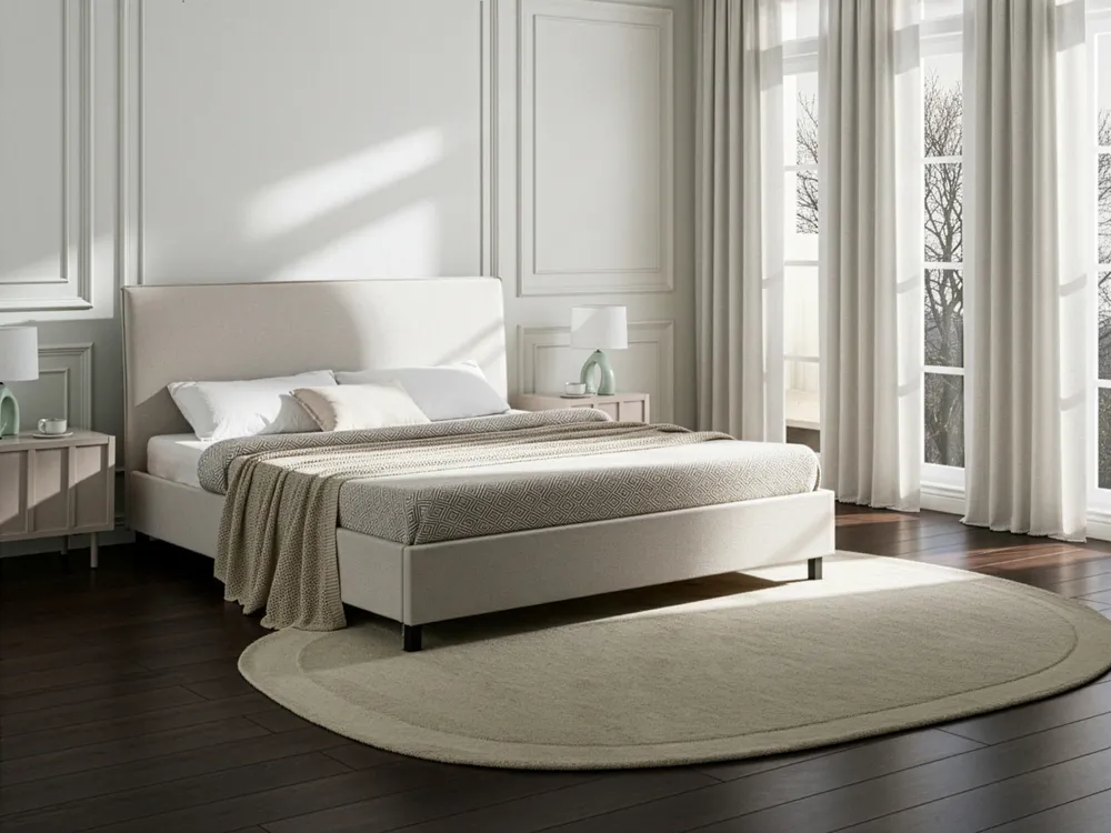 Bett mit Lattenrost Stoff SENNEZ 180 x 200 cm Beige