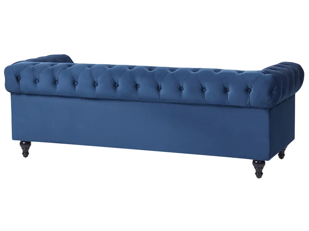 Living Room Set 4 Seater CHESTERFIELD Velvet Navy Blue_1039413