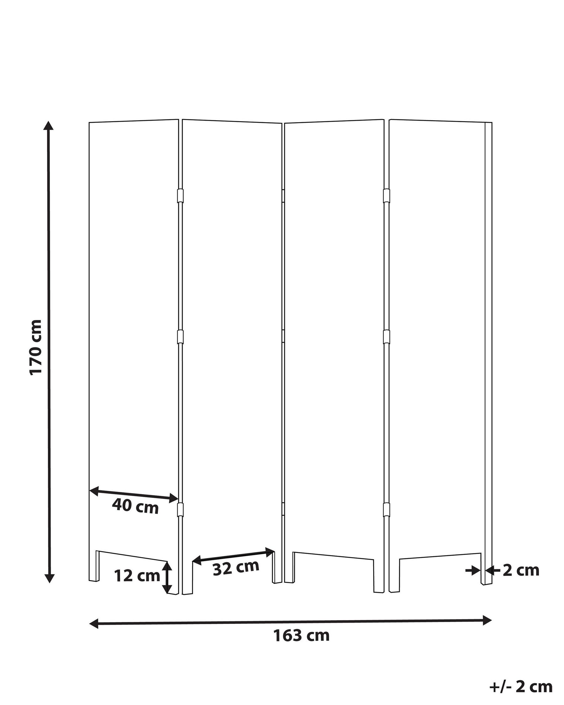 Raumteiler 4-teilig AVENES 163 cm 170 cm Cremeweiß_941220