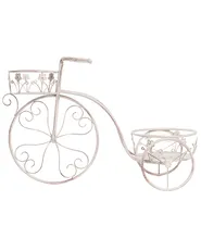 Pflanzenständer Fahrrad WILDROSE 66 cm Metall Cremeweiß_1093866