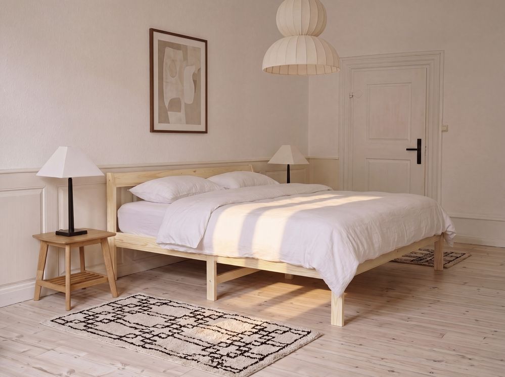 Bed Dennenhout MADONE 140 x 200 cm Lichtbruin