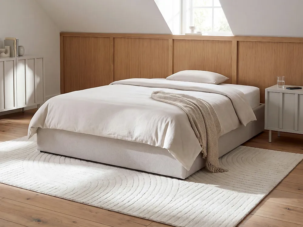 Ottoman Bed without Headboard DINAN Fabric Light Grey 120 x 200 cm (EU Small Double)