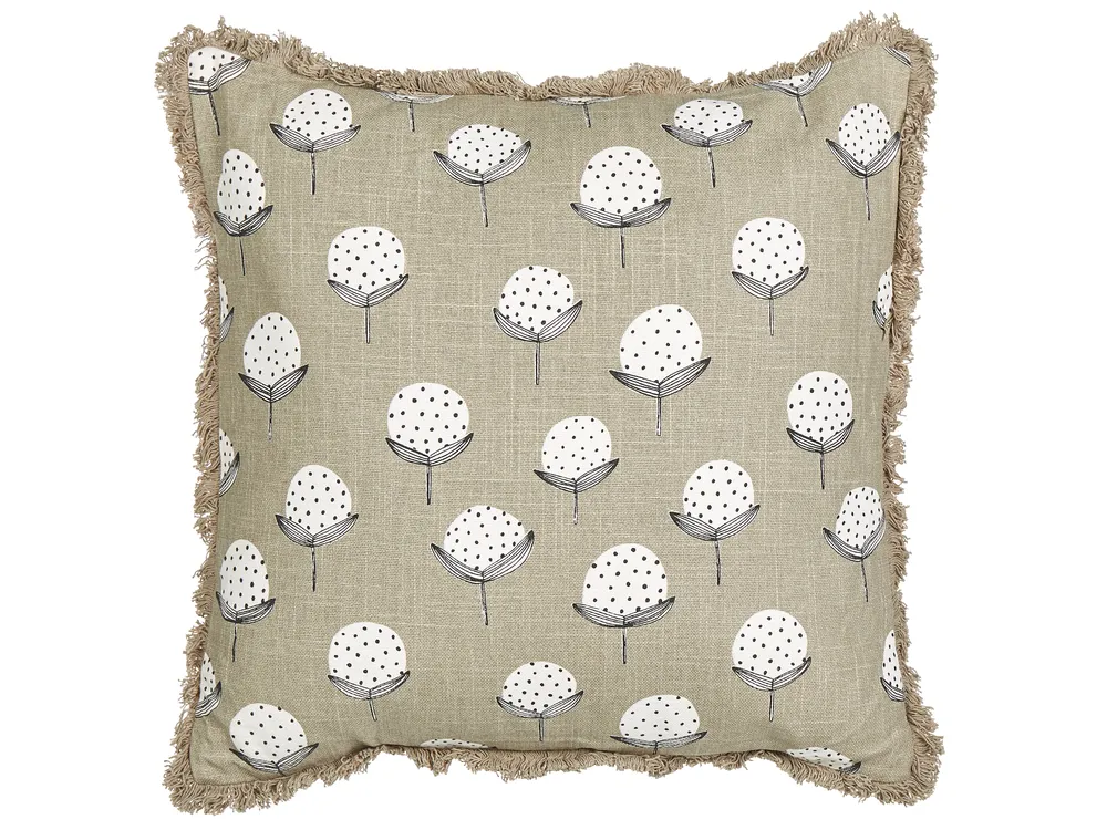 Dekokissen 2er Set PSILOTALES 45 x 45 cm Baumwolle Beige Blumenmuster_892886