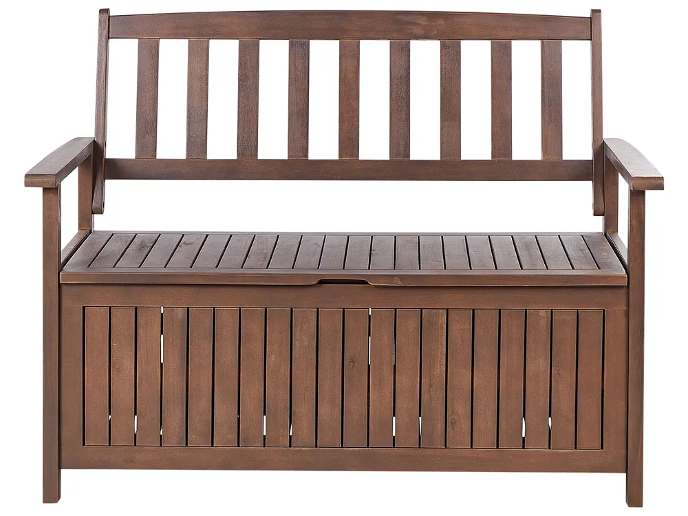 Gartenbank SOVANA 120 cm mit Stauraum Akazienholz Dunkelbraun