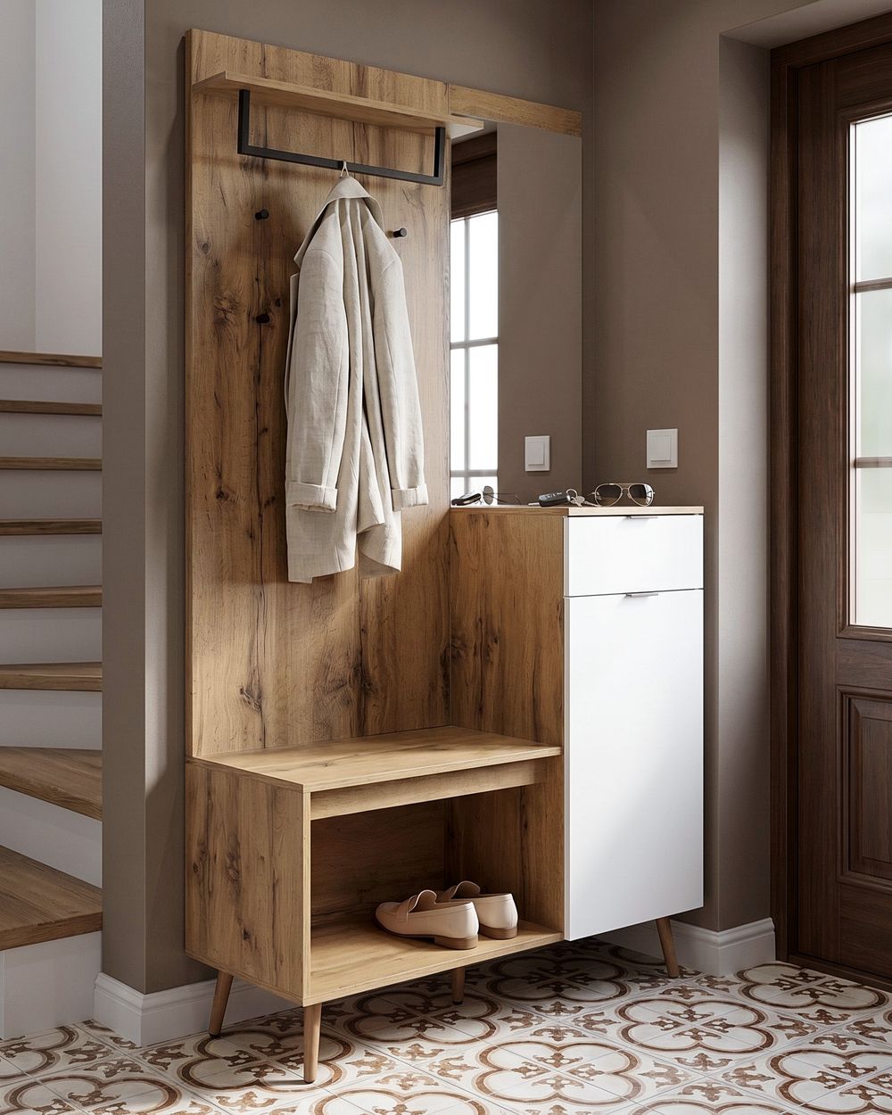 Hallway Set DORVAL Light Brown
