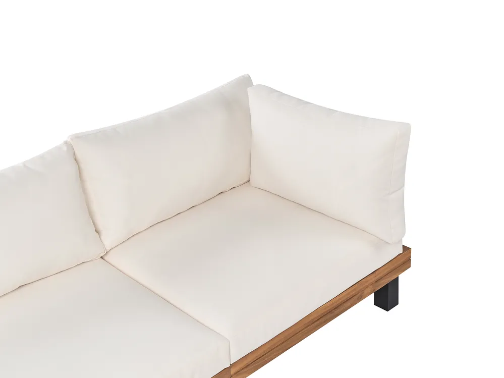 Garten Ecksofa mit Tisch 5-Sitzer FRAZZANO zertifiziertes Akazienholz Cremeweiß_1028740