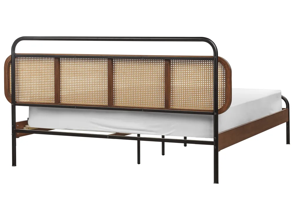 Bett mit Lattenrost Rattan BOUSSICOURT 160 x 200 cm Dunkelbraun_931138