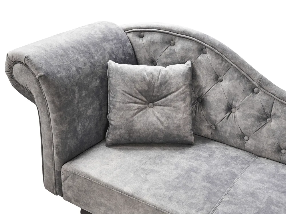 Linksseitige Chaiselongue LATTES II Samtstoff Grau_1037786