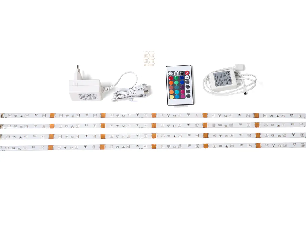 Bett mit Lattenrost Stoff MONTPELLIER 180 x 200 cm LED Bunt_709475