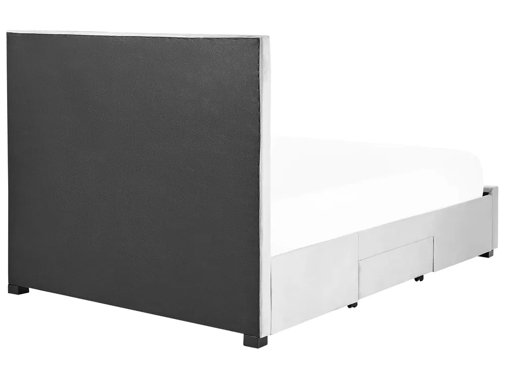 Krevet s ladicama LIEVIN Samet svijetlosivi 140 x 200 cm_858059