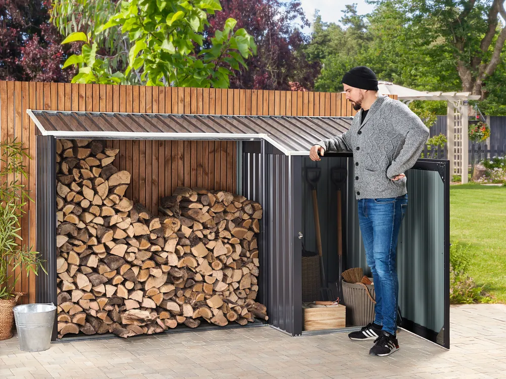 Geräteschuppen AOSTA 270 cm 105 cm Metall Schwarz_835748