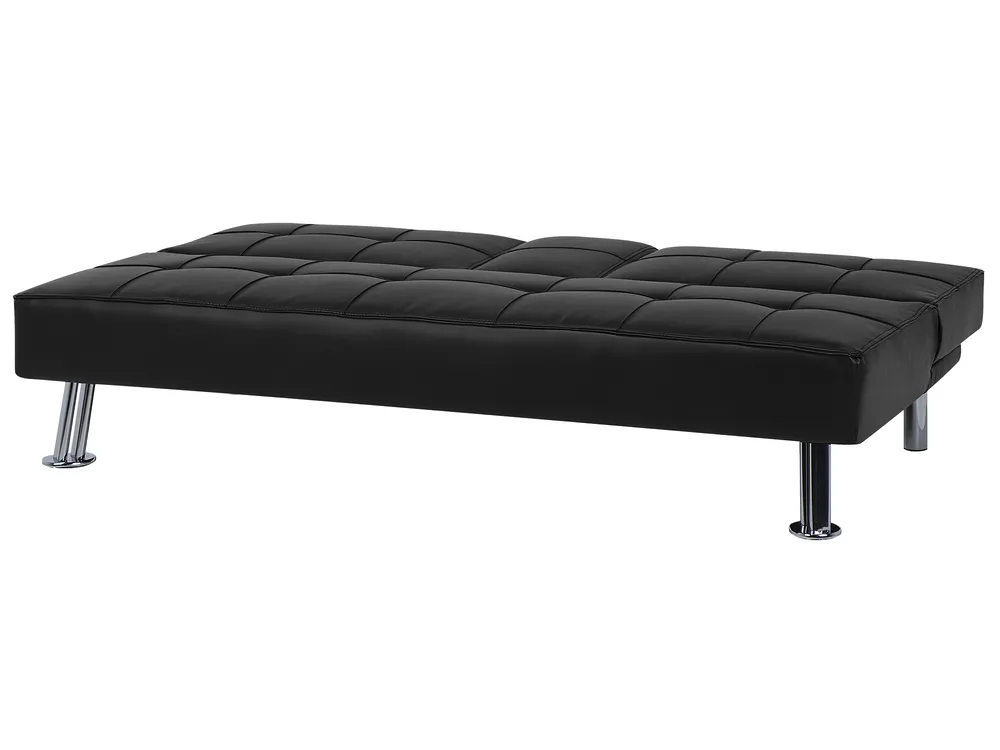 Schlafsofa 3-Sitzer ROXEN Kunstleder Schwarz_701816