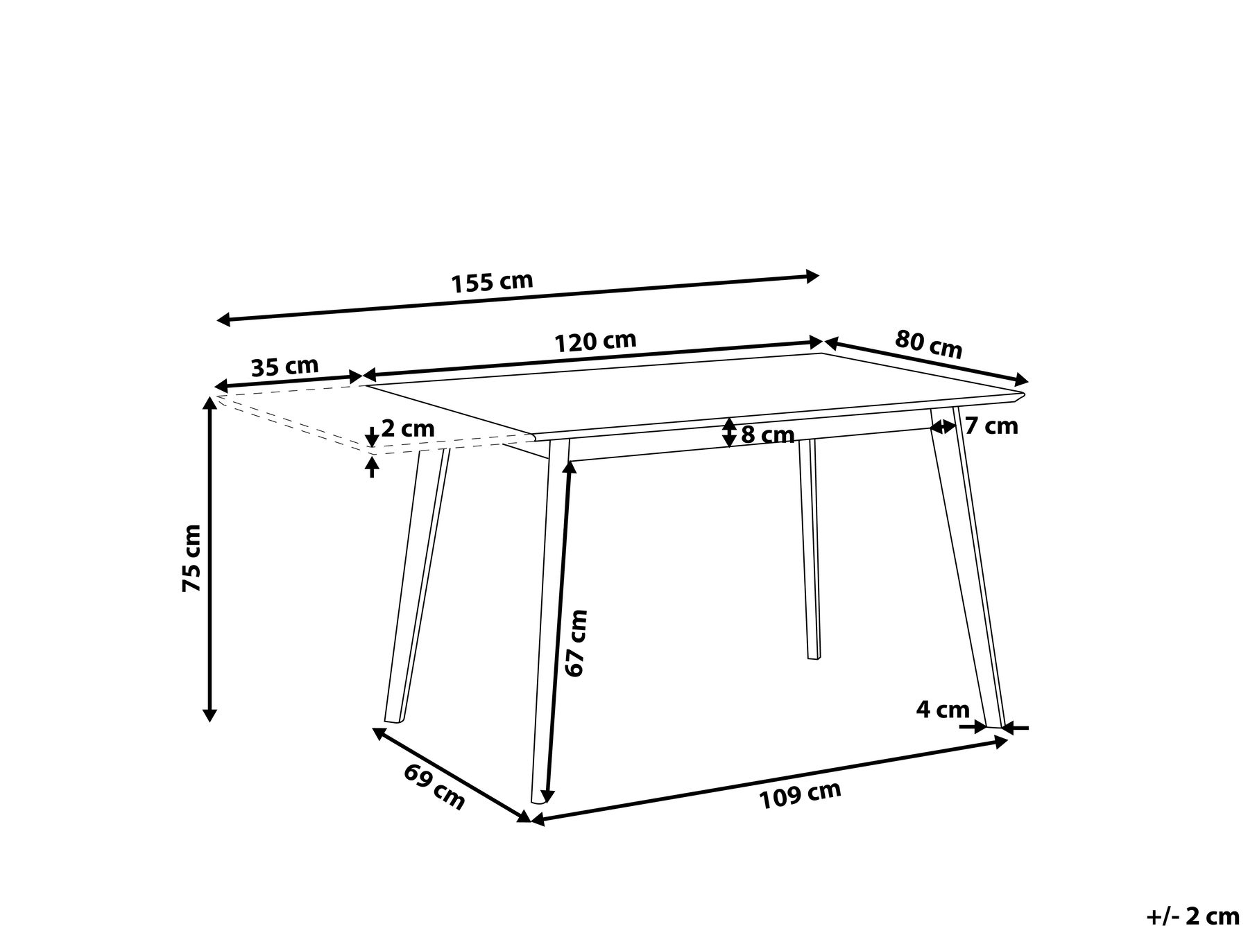 Ausziehbarer Esstisch MEDIO Weiß 120/155 cm 80 cm_807493