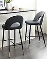 Set mit 2 Barstühlen FALTON Samtstoff Schwarz / Weiß