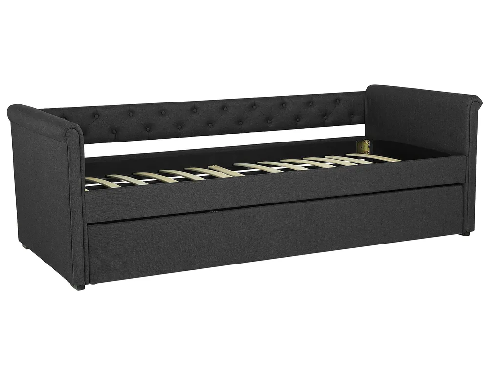 Ausziehbett Stoff LIBOURNE 80 x 200 cm Dunkelgrau_770627