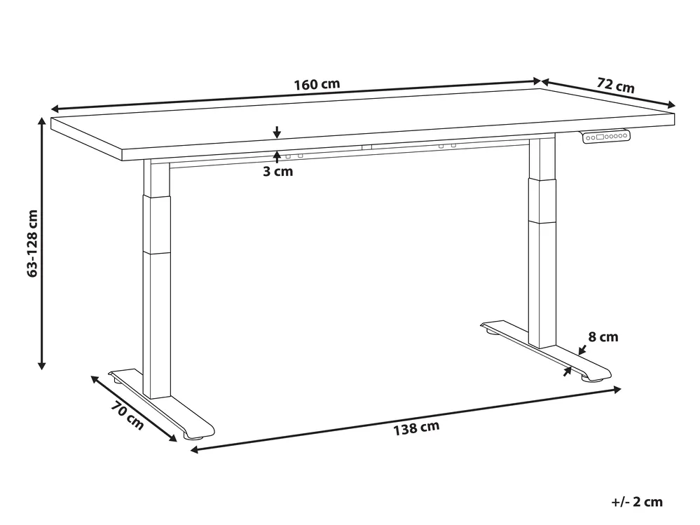 Electric Adjustable Standing Desk DESTINES 160 cm 72 cm Light Brown/ White_1000307