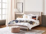 Bett mit Lattenrost Samtstoff MARVILLE 140 x 200 cm Beige_835968