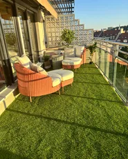 Gartensessel mit Ottomane ARCILLE II Polyrattan Pfirsichrosa_967668