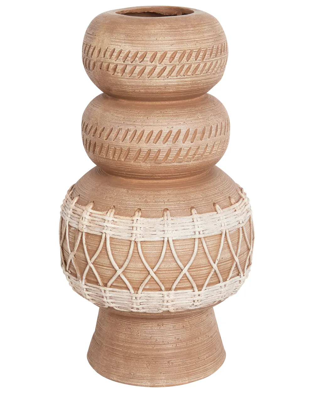 Blumenvase ALMIROS 51 cm Keramik Hellbraun