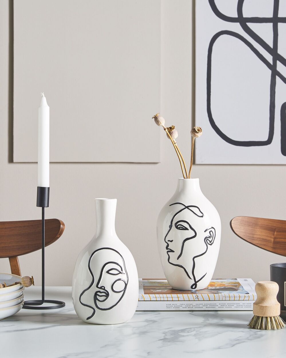 Vase à fleurs HELIKE 23 cm Grès Blanc