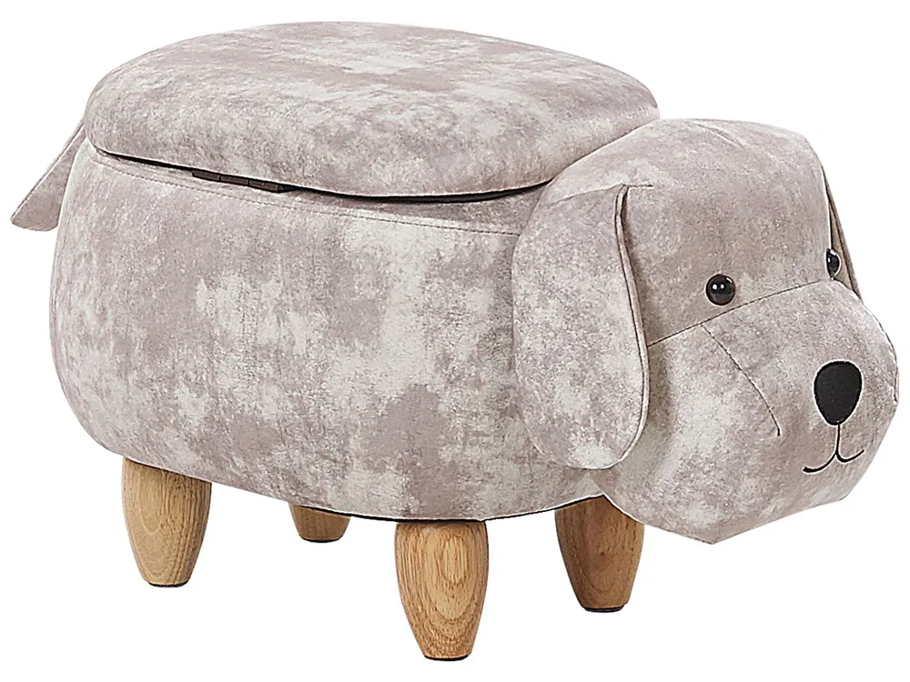 Tierhocker mit Stauraum DOGGY Hund Samtstoff Beige