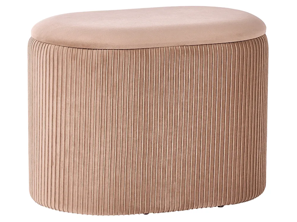 Pouf mit Stauraum RICHLAND Samtstoff Beige