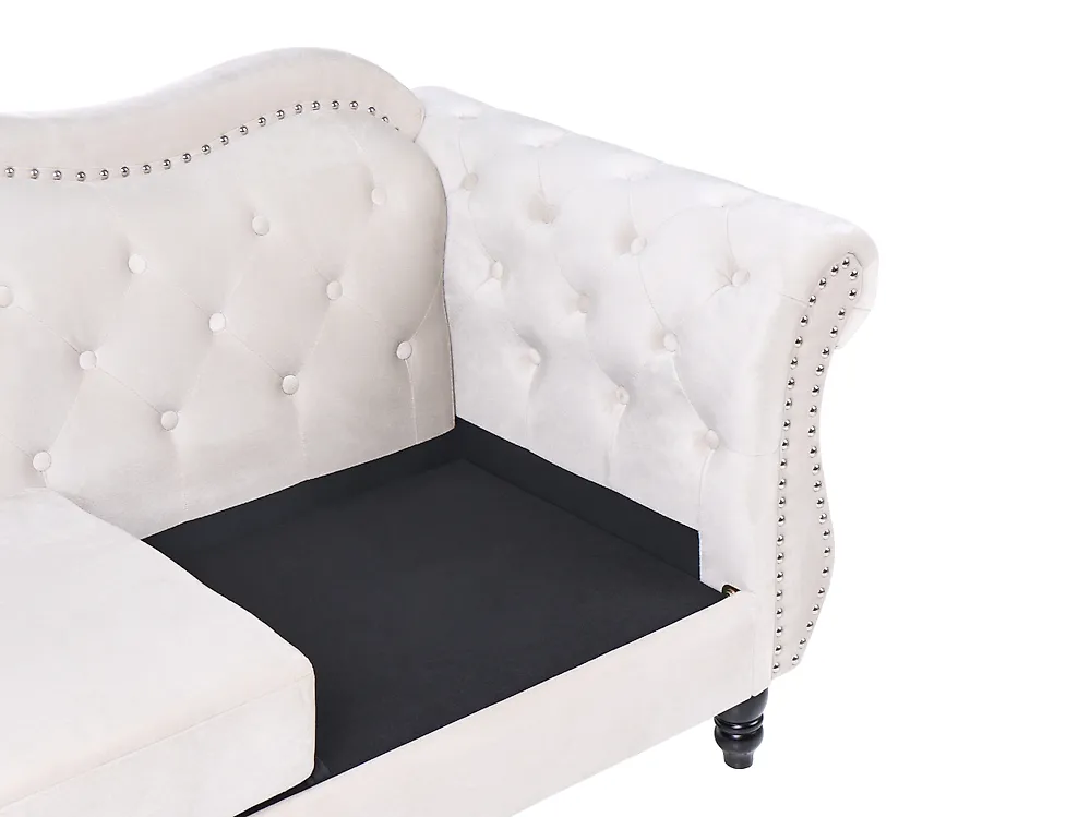 Sofa 3 Seater SKIEN Velvet Light Beige_1170458