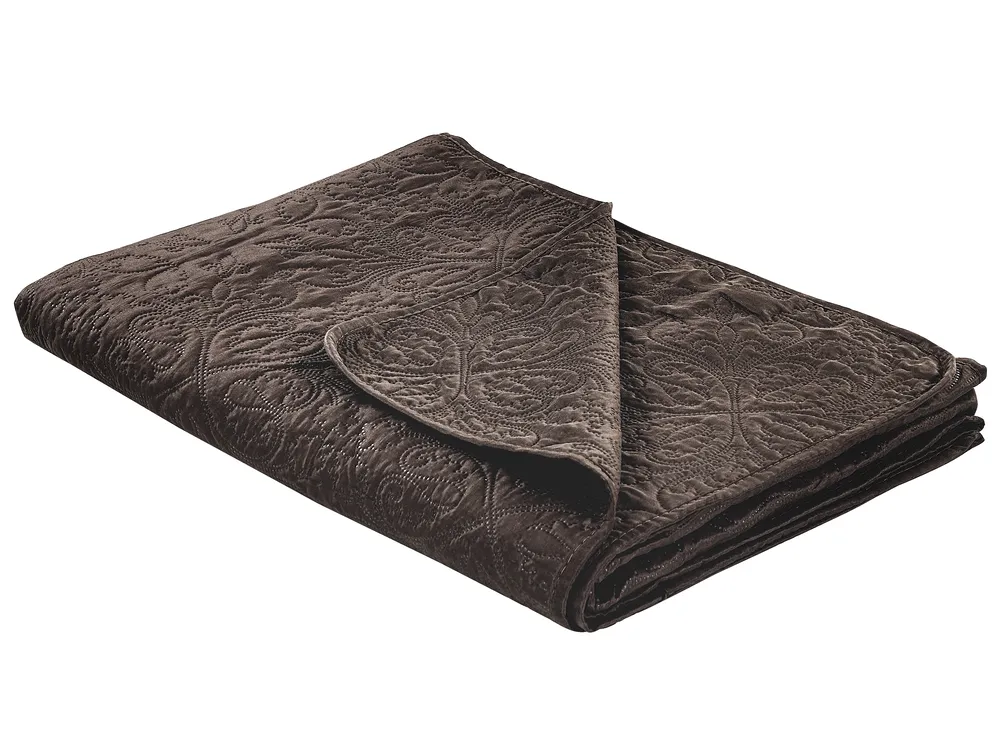 Tagesdecke mit Kissen RAYEN 160 x 220 cm Braun_822075