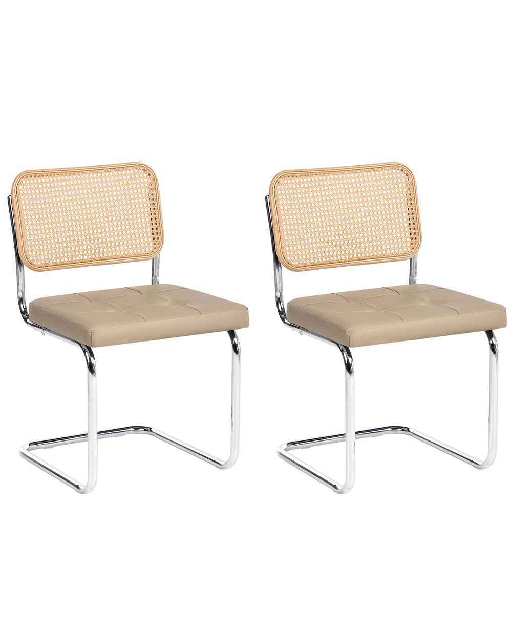 Set of 2 Dining Chairs ETHETE Faux Leather Taupe