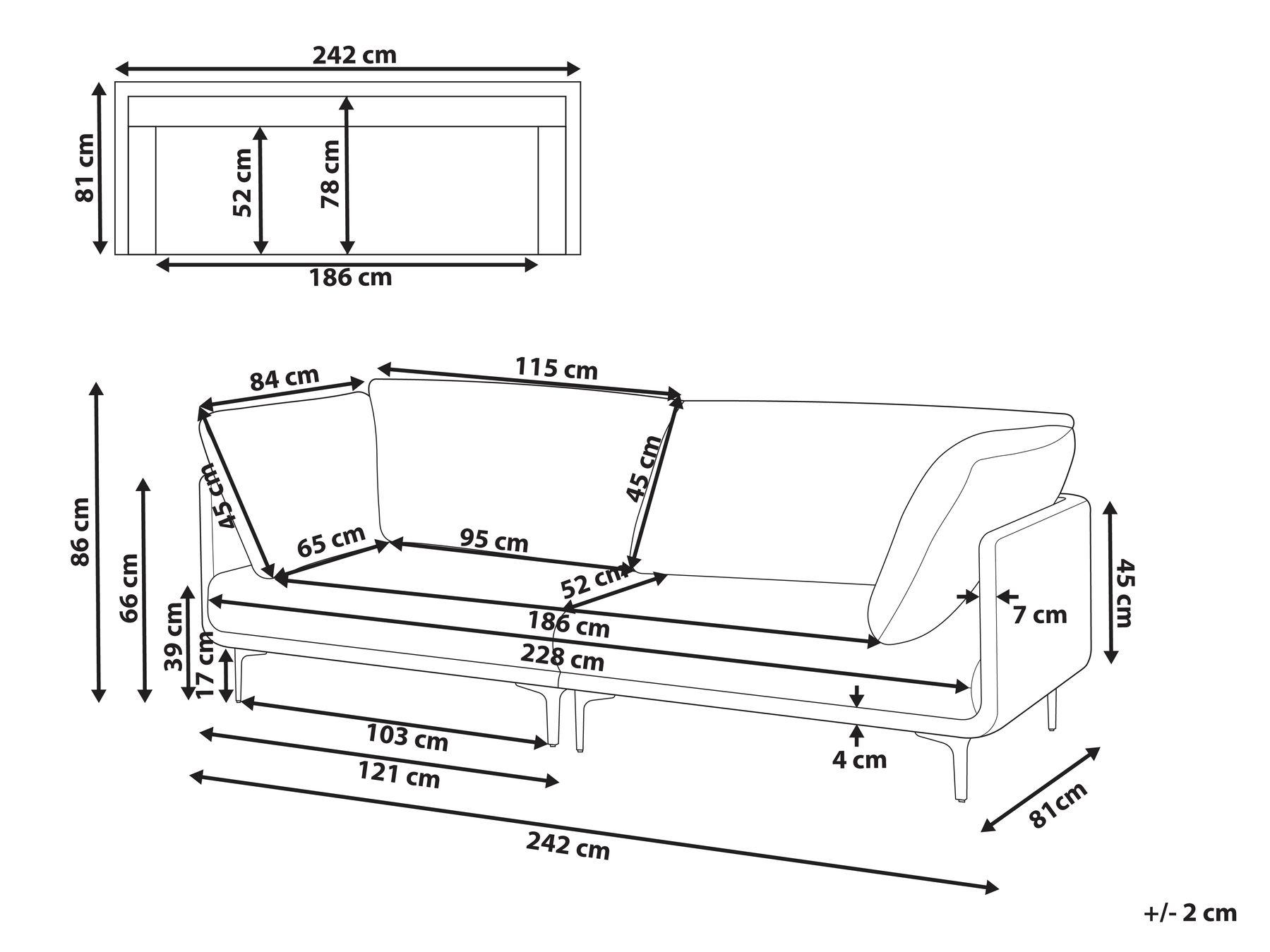 Sofa 3-Sitzer REVSNES Stoff Braun_965450