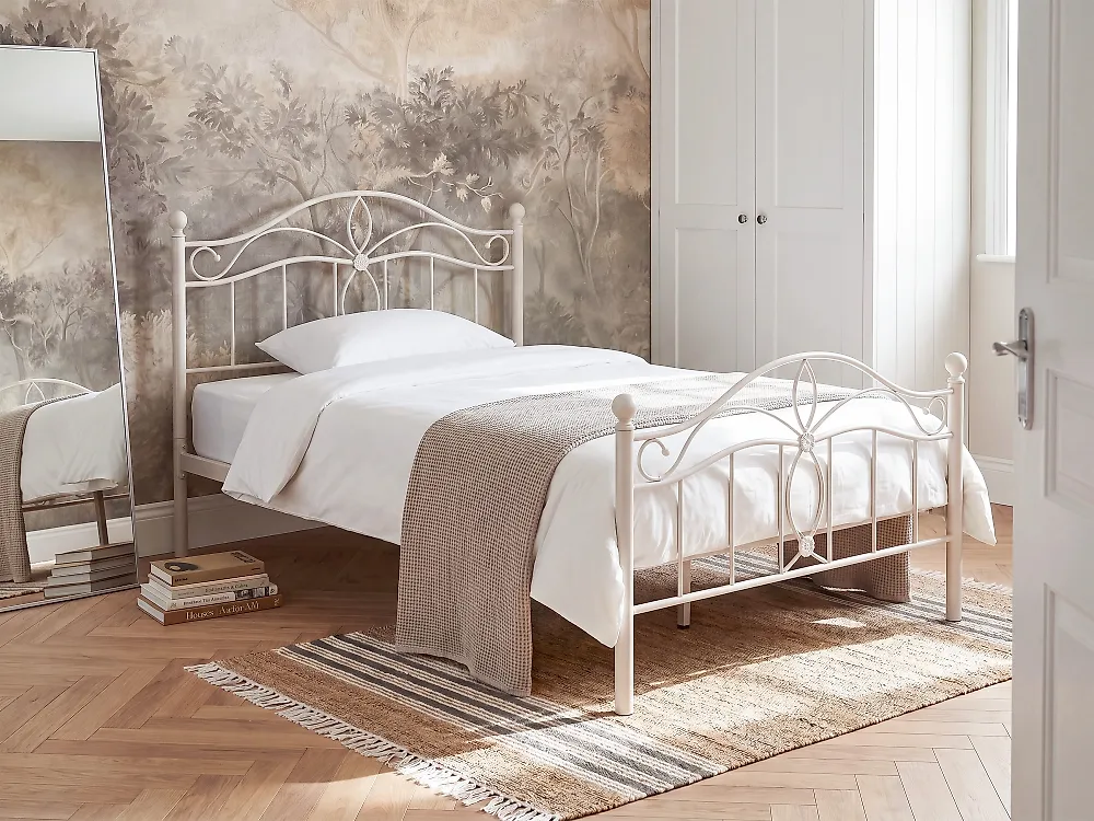 Bed Metaal ANTLIA 120 x 200 cm Lichtbeige