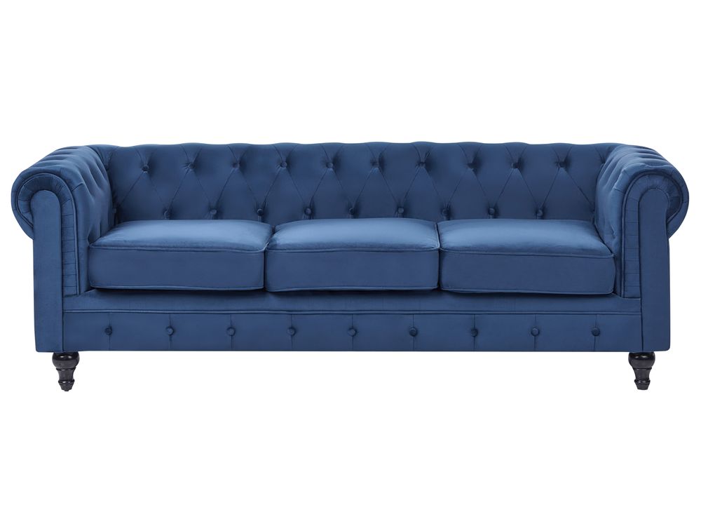 Sofa 3 Seater CHESTERFIELD Velvet Navy Blue