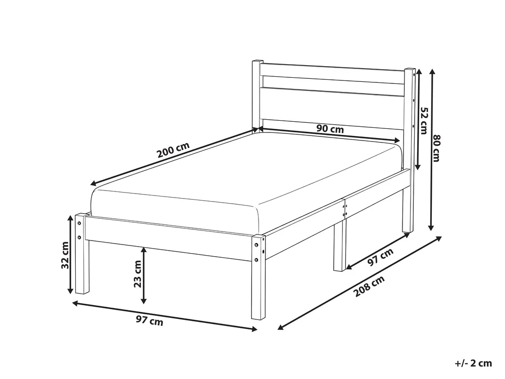 Krevet Borovo drvo MERCURER 90 x 200 cm Svijetlosmeđa_1109776