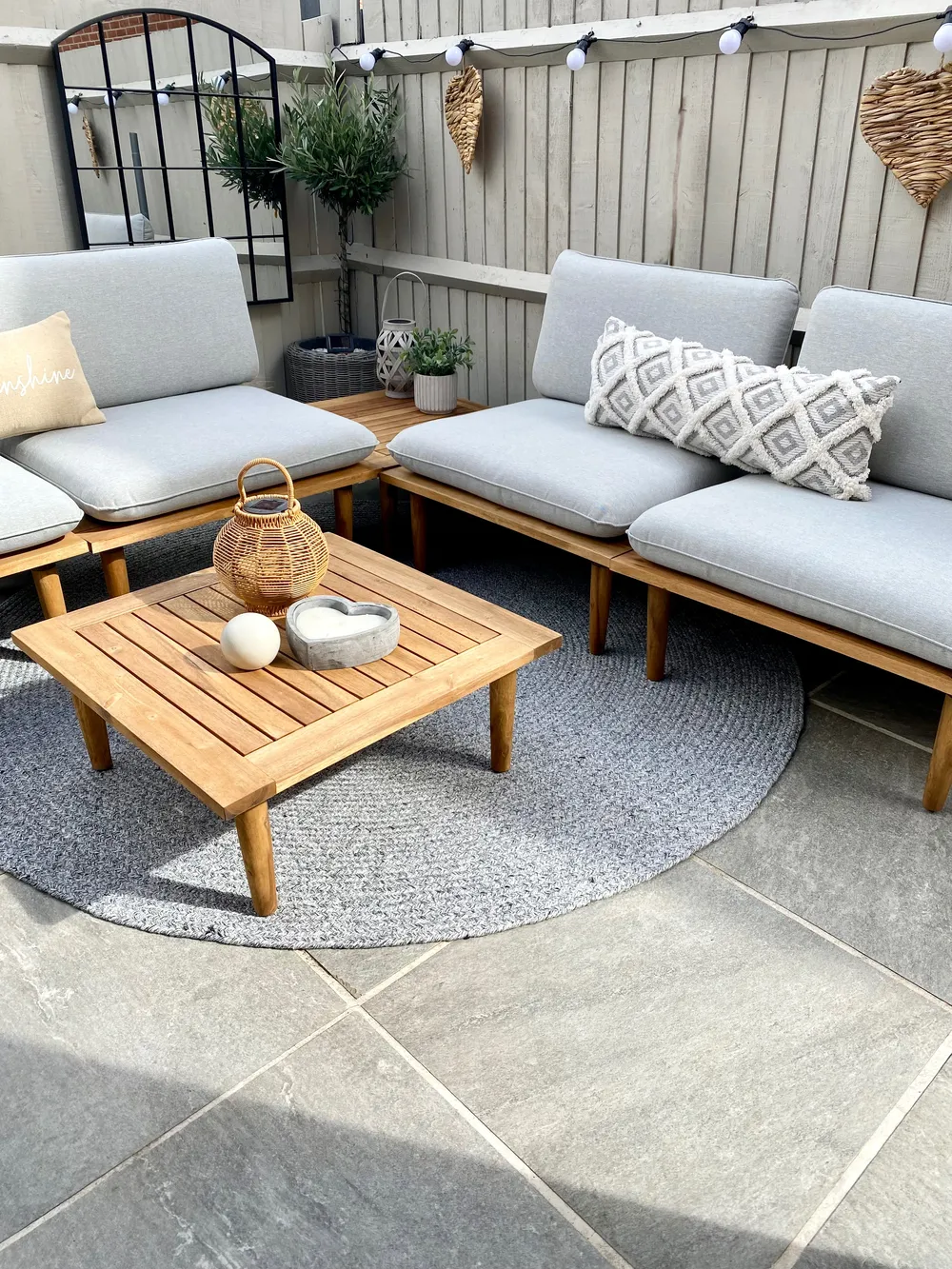 Lounge Set mit Tisch 4-Sitzer FRASCATI modular zertifiziertes Akazienholz Hellgrau_831022
