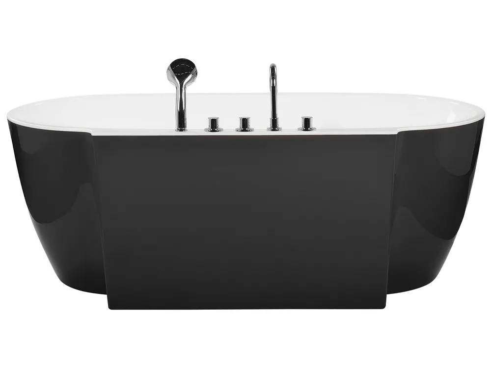 Freistehende Badewanne ROTSO 170 x 80 cm Schwarz / Weiß_811204