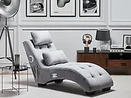 Chaiselongue SIMORRE mit Bluetooth-Lautsprecher Samtstoff Grau_1179690